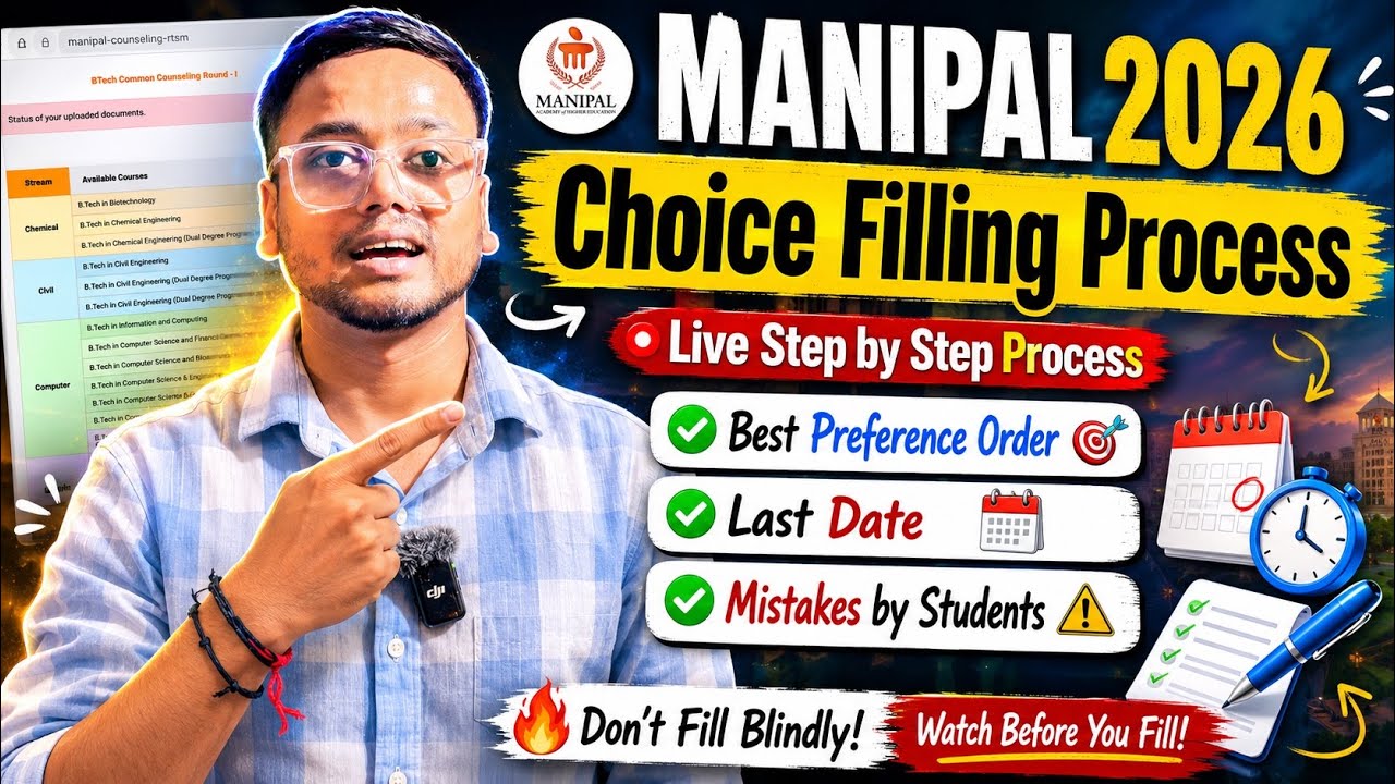 Manipal Choice Filling 2026😍 | Major Changes 🤯 | Manipal Counselling Process 2026 | MET 2026