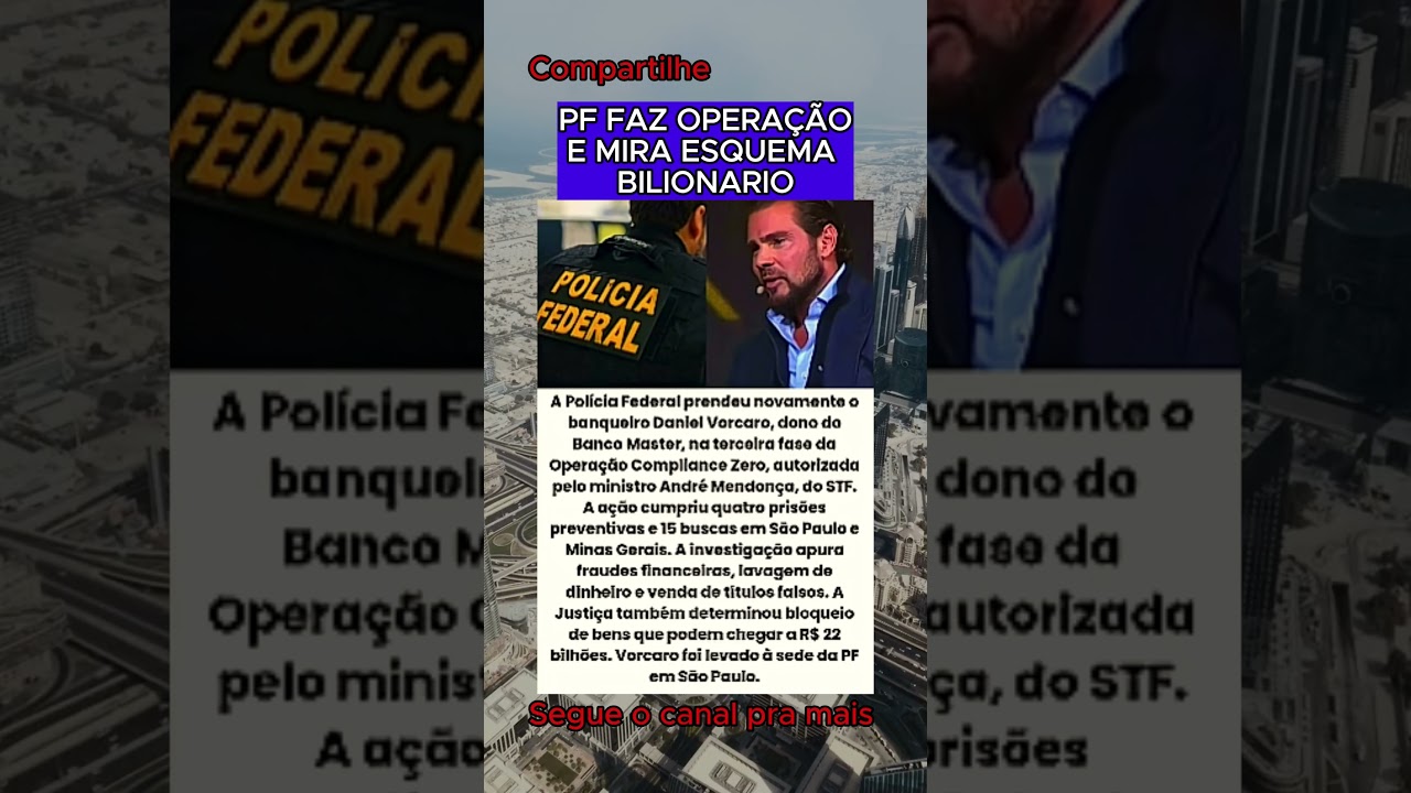 Operação contra o Banco Master tem nova prisão e medidas duras autorizadas pelo STF