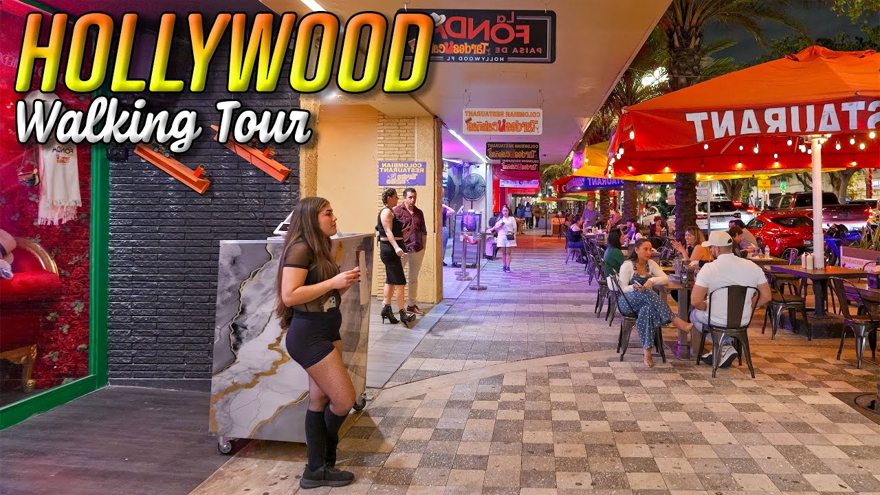 Night walk through Hollywood, Florida