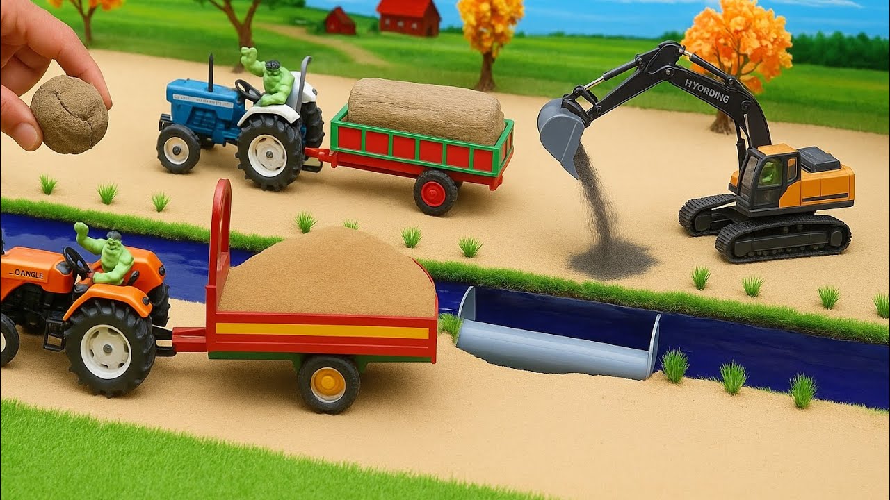 Diy tractor mini road roller to making concrete road construction science project | @TinyTractor786 