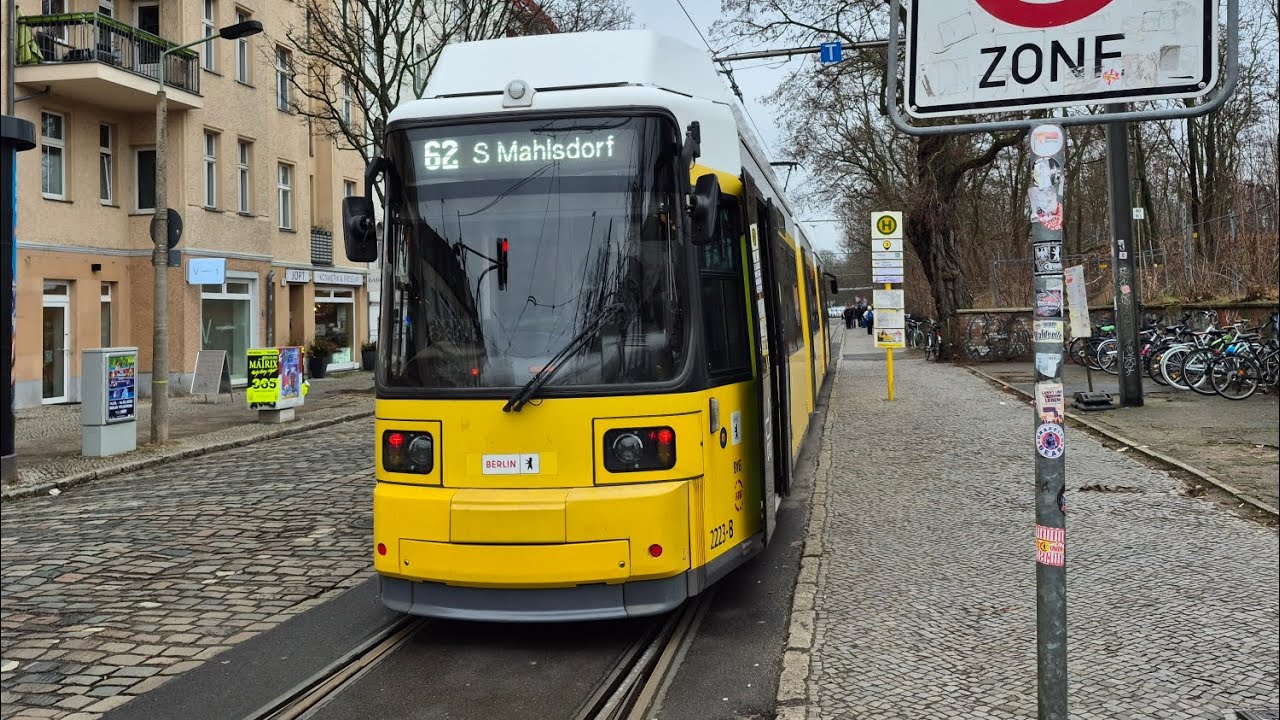 Tram Berlin | Mitfahrt in der 62 von S Köpenick (Stellingdamm) bis S Mahlsdorf im GTZO.2 2223-C