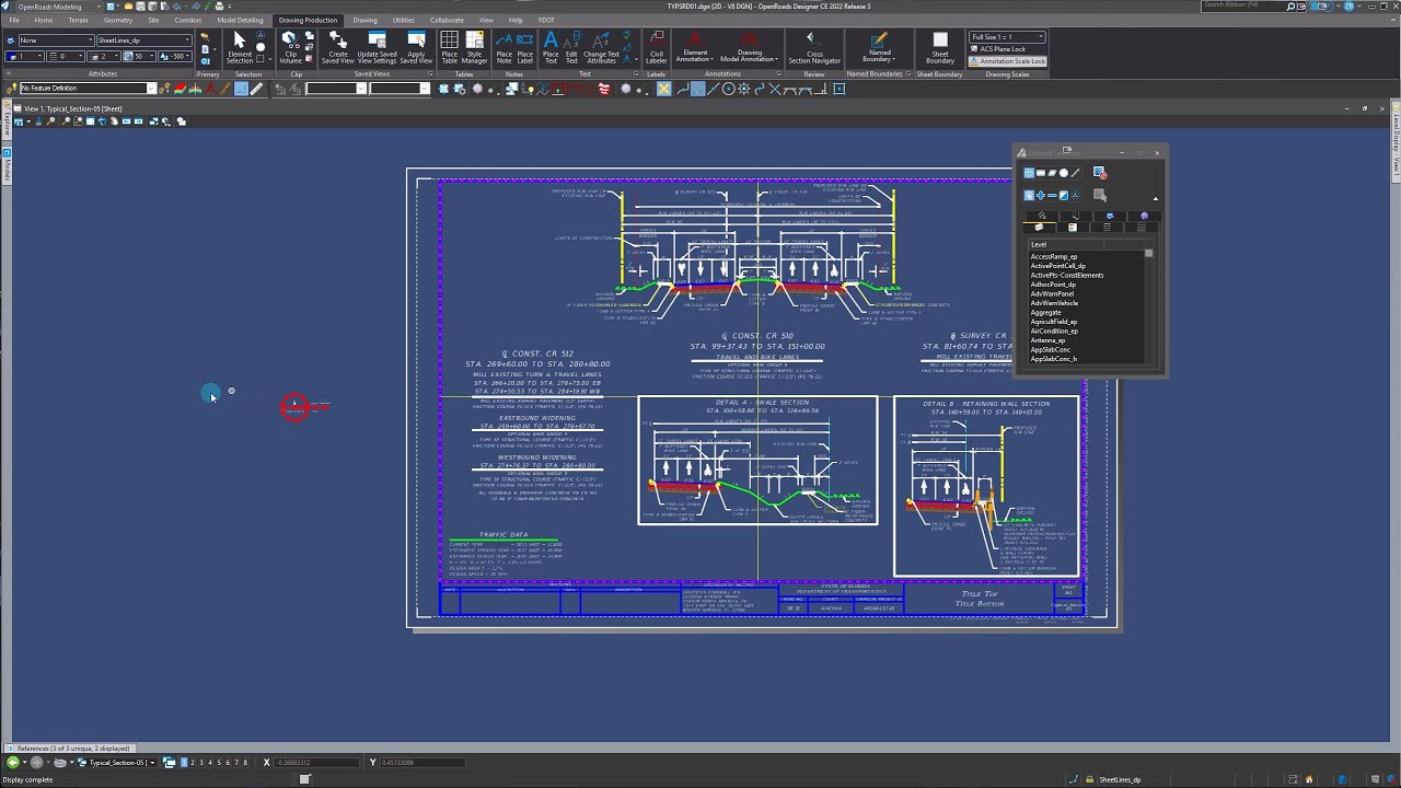 OpenRoads Designer Notes, Typical Sections, and Detail Sheets