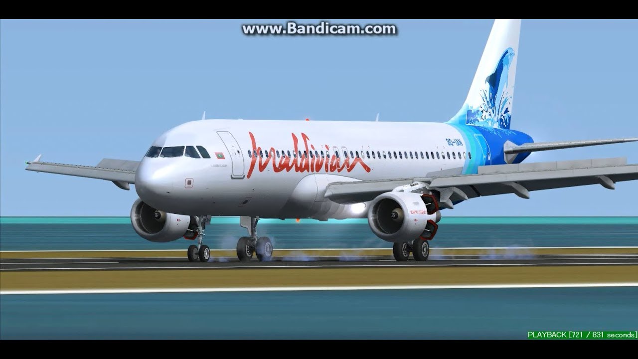 Maldivian A320 Male Velana International Airport VRMM Landing FS9