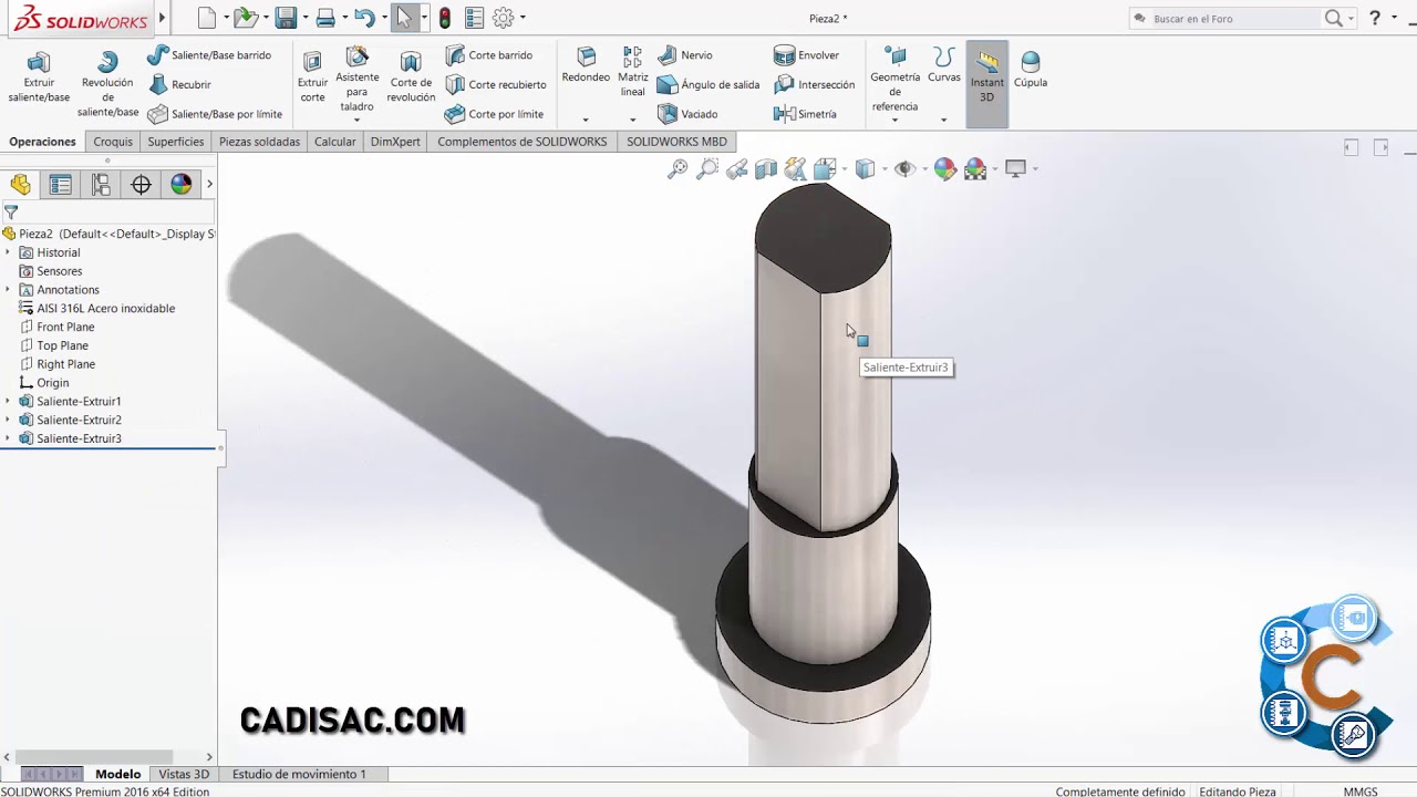 Curso SolidWorks Piezas y Ensamblaje  Lección 10  Vástago