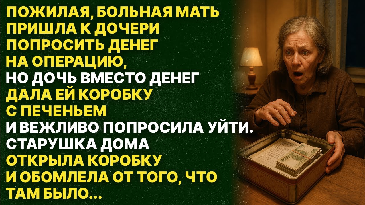 Старенькая МАТЬ ПРИШЛА К ДОЧЕРИ ПОПРОСИТЬ ДЕНЕГ НА ОПЕРАЦИЮ, НО ДОЧЬ ВРУЧИЛА ЕЙ КОРОБКУ С ПЕЧЕНЬЕМ..