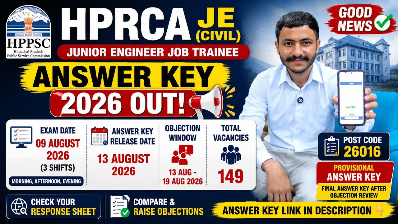 HPRCA JE Civil Answer Key 2026 Out | Junior Engineer Answer Key Released | Objection Window Open
