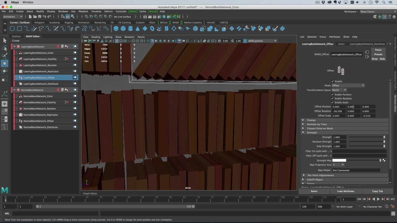Maya 2017 - Creating a Bookshelf model asset with MASH.