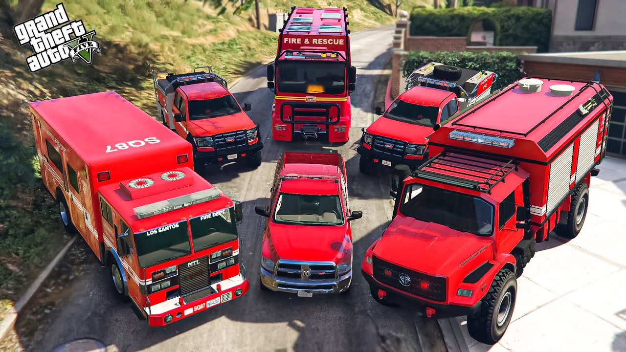 GTA V - Stealing HEAVY FIRE Department Vehicles with Franklin in GTA 5!