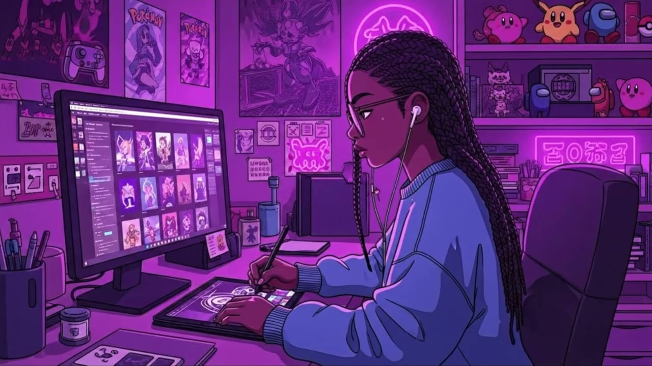 🎧 Neon Focus Lofi — Late Night Beats to Study, Code & Create 💜💻