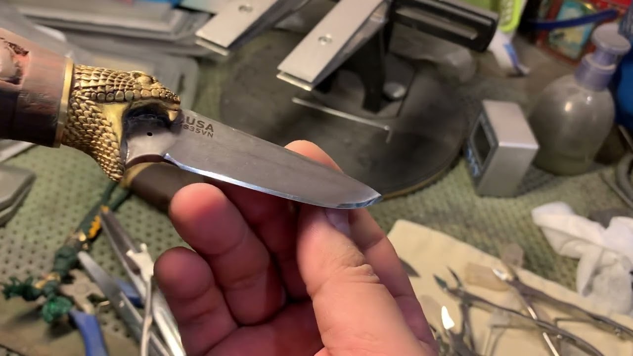 Заточка ножа s35vn. Исправление РК - режущей кромки.