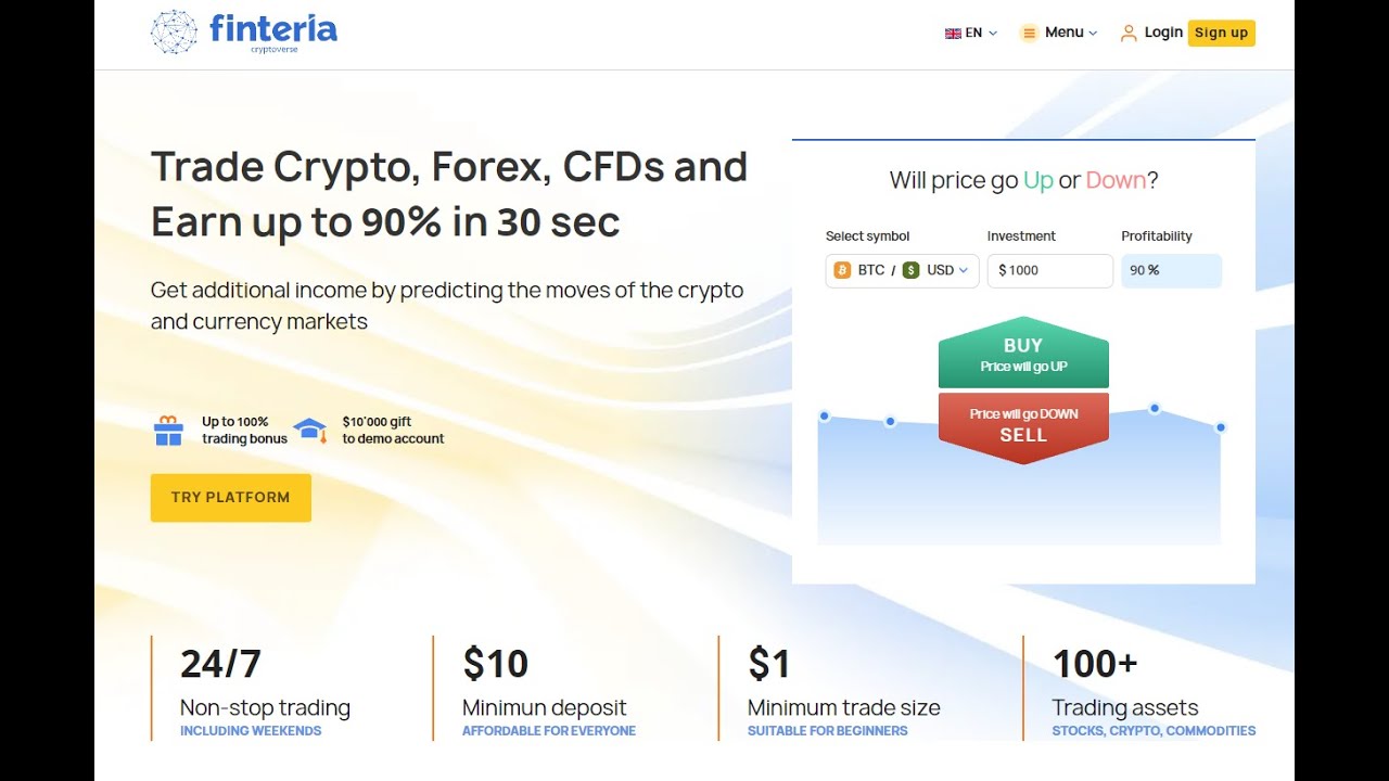 Finteria Binary Options Broker Biggest Deposit Bonus 500%