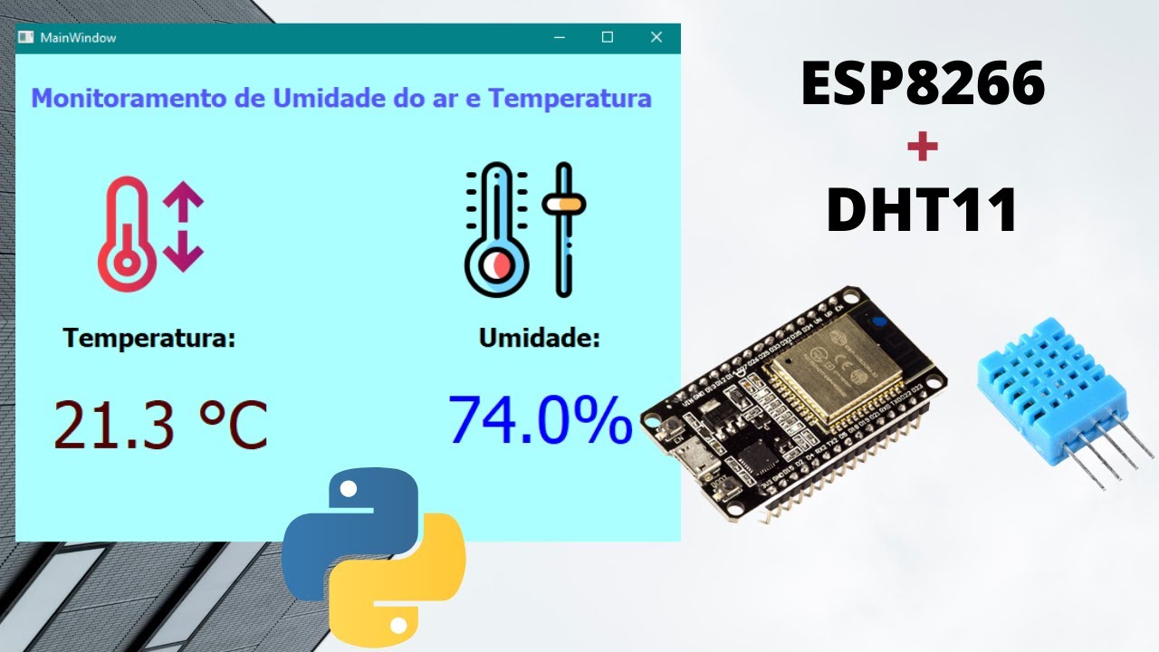 Monitor de temperatura e umidade com ESP8266 e interface gráfica em python