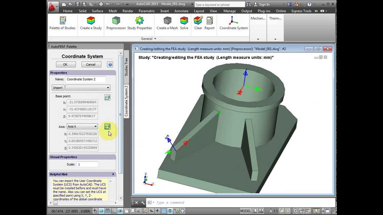 Creating user coordinate system in AutoFEM Analysis