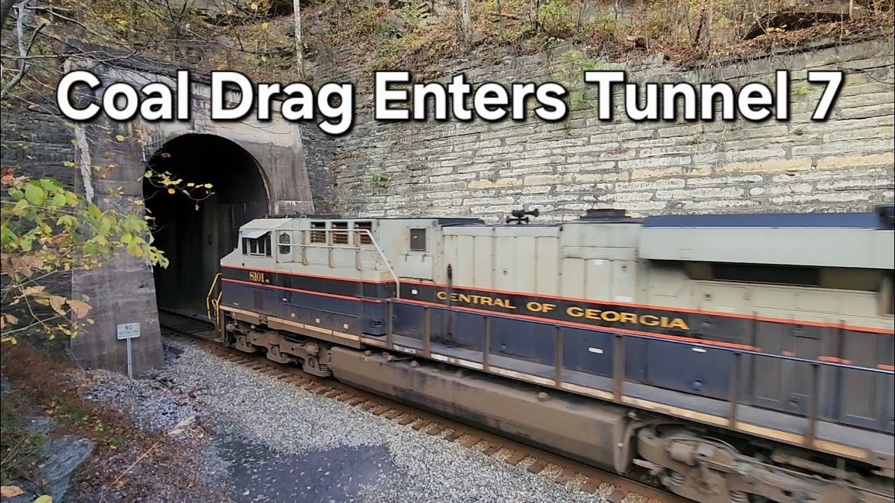 Central of Georgia NS8101 coal drag thru tunnel 7 Crum WV