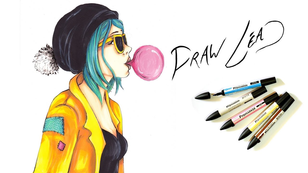 Dessin feutres alcool PROMARKER - Chewing gum - Draw Léa
