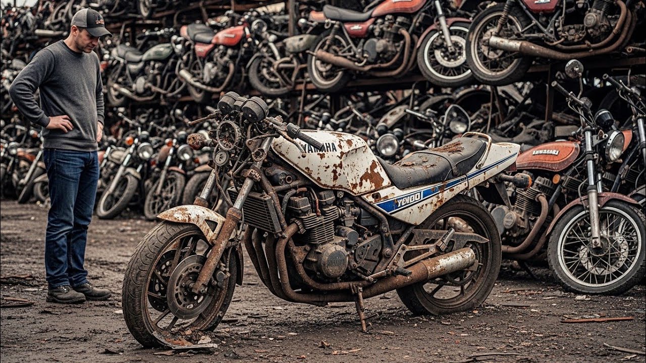 ASMR Motorcycle Restoration: White Yamaha RZ500 1984 Full Rebuild from Rust to Shine