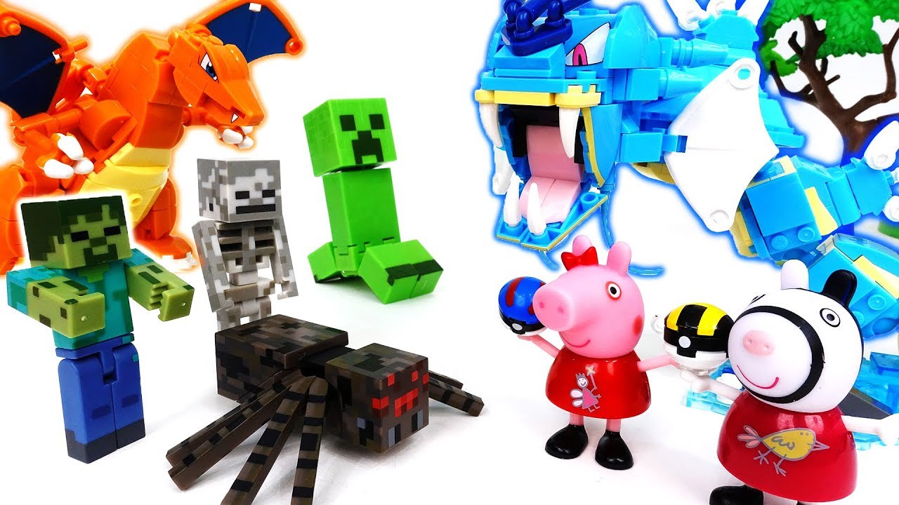 Minecraft Monster Alert~! Gyarados, Charizard Fight The Monsters - ToyMart TV