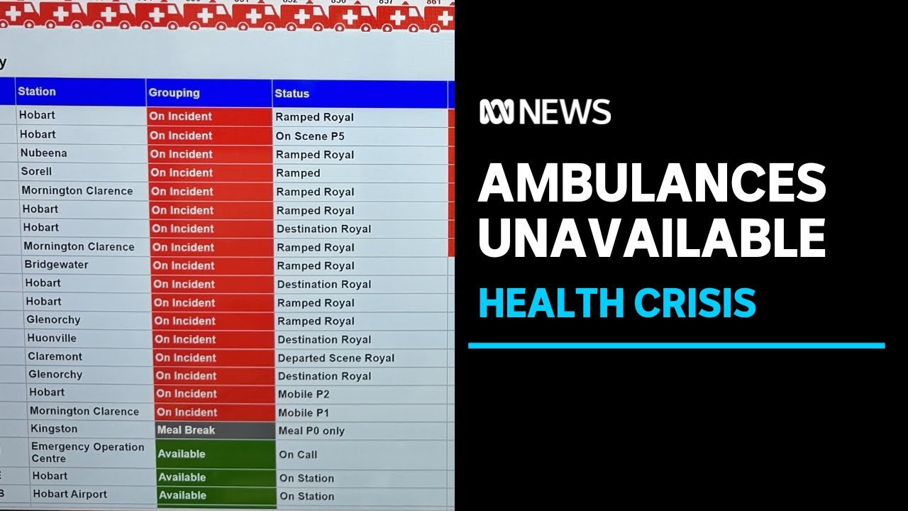 Tasmania ambulance dispatch screen evidence of 'crisis' in health system, union says | ABC News