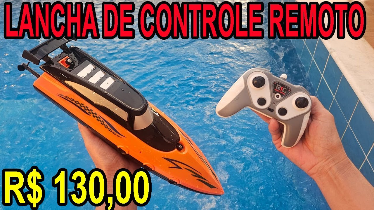 Lancha de controle remoto RC testamos um Barco de controle remoto de R$ 130,00 reias na piscina