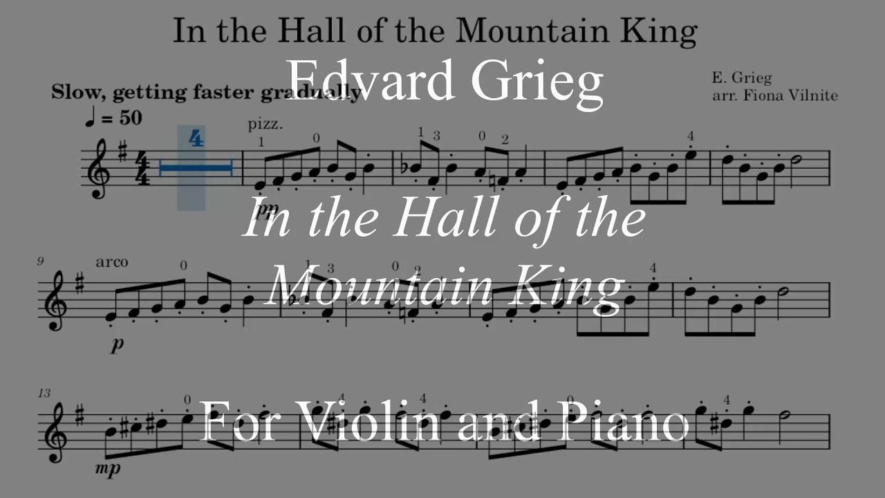 Grieg In the Hall of the Mountain King - Violin and Piano. Practice Video Sheet Music Accompaniment