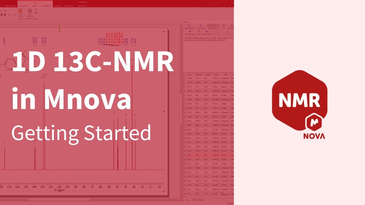 1D 13C-ЯМР в Mnova - Начало работы