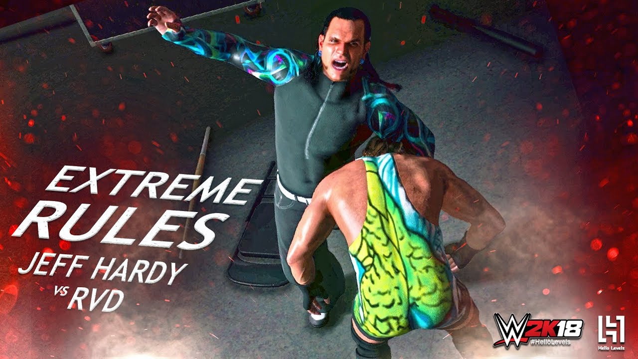 WWE 2K18 Jeff Hardy vs RVD - Extreme Rules | WWE Extreme Rules Match ft. EXTREME OMG Moves