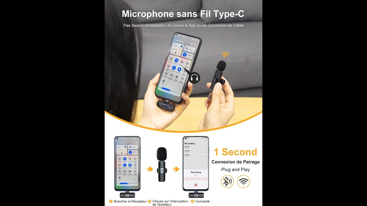Micro Cravate sans Fil USB C pour smartphone