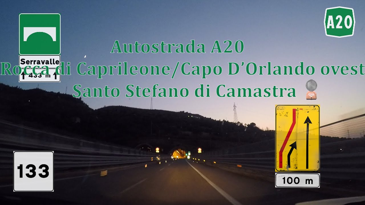 Autostrada A20 tratto Rocca di Caprileone/Capo d'Orlando ovest - S. Stefano di Camastra 13/08/2021