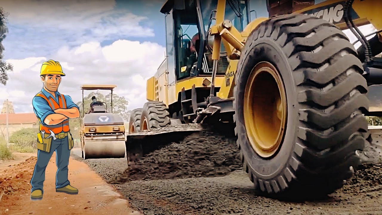 XCMG GR 165 MOTOR GRADER WORKING ROAD CONSTRUCTION | ABC LAYING | CONSTRUCTION LIFE