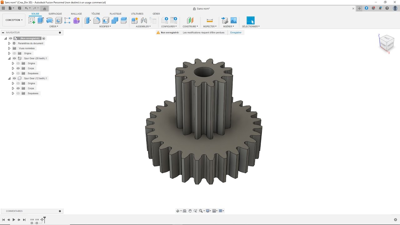 FUSION - Modélisation 3D d'un pignon (+ Calcul du module)