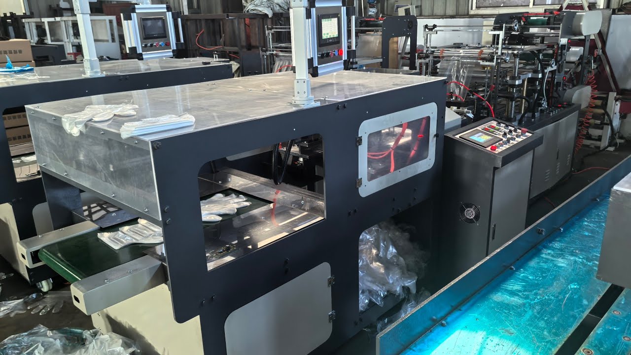 Double Layers LDPE/HDPE/CPE/TPE Glove Making Machine with Automatic Trimming Device (3 Servo Motors)