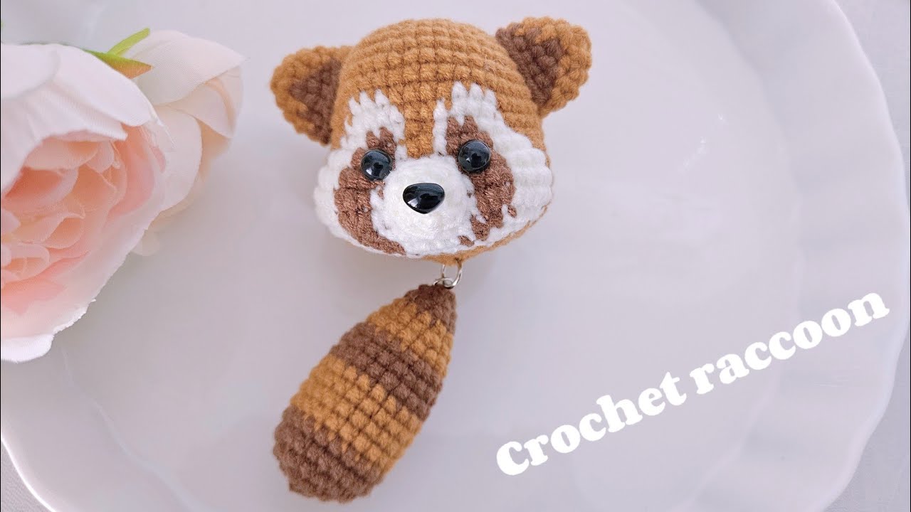 Crochet raccoon keychain#crochet #crochetinstructions #crochet tutorial