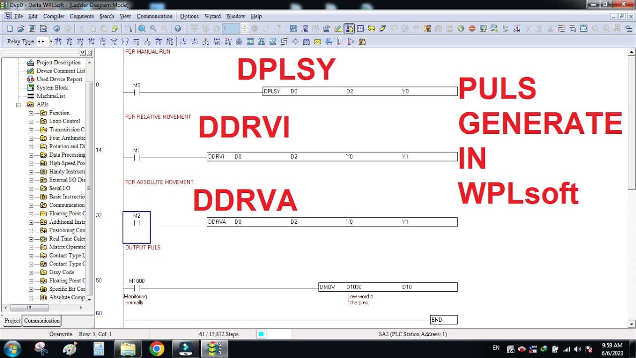 pulse generate in WPLsoft #delta #plc #programming #servo
