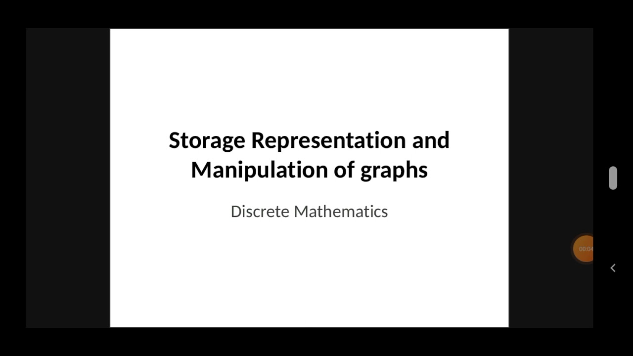 Storage representation and manipulation of graph | Discrete mathematics