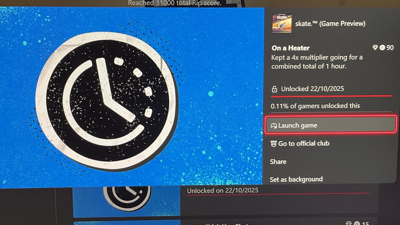 Skate 4 - On a Heater Achievement easy method(Kept a 4x multiplier going for a combined total of 1h)