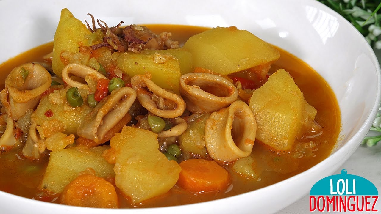 SALUDABLE GUISO DE CALAMARES O CHIPIRONES CON PATATAS.  Un guiso que hago en casa cada semana