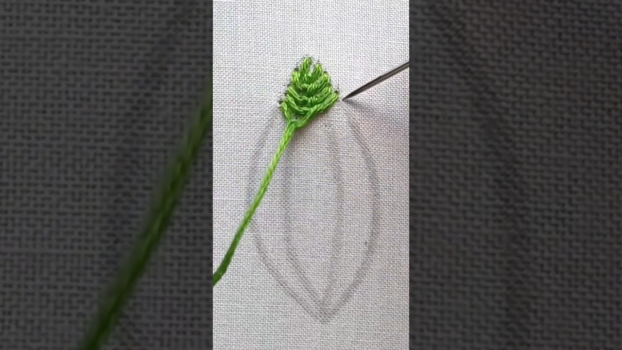 Leaf Embroidery using Cretan stitch #shorts #embroidery #leaf #stitch
