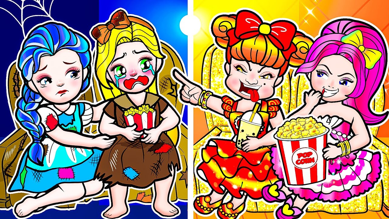 [🐾paper dolls🐾] Rich Student vs Poor Student Elsa in The Cinema | Rapunzel Family 놀이 종이