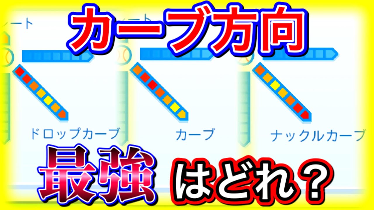 【パワプロ2020】最強の変化球ランキング（カーブ方向）。防御率、奪三振、与四球のランキングもあります。