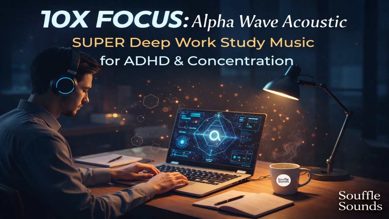 10X FOCUS: Alpha Wave Acoustic | SUPER Deep Work Study Music for ADHD & Concentration