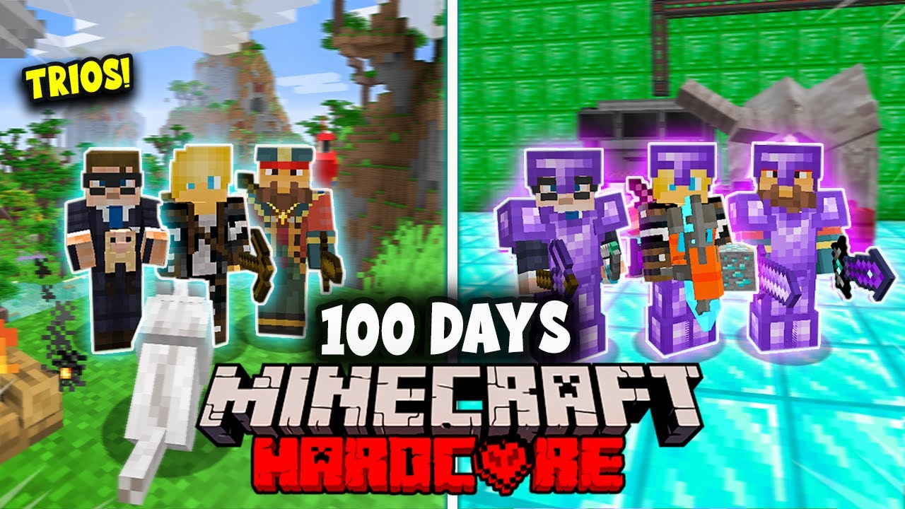 We Survived 100 Days In Hardcore MODDED Minecraft - Trios Minecraft Hardcore 100 Days