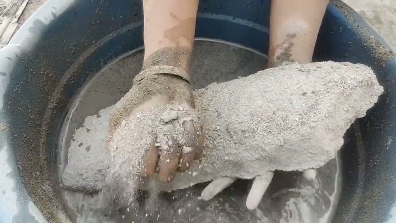 Asmr - Grainy sand cement long slabs crumbling in lots of water 💦 ‎@AS ASMR 