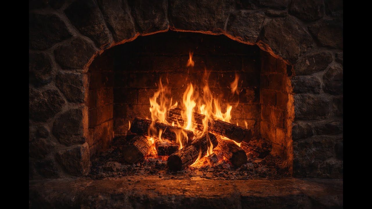 🔥 Cozy Stone Fireplace Ambience with Crackling Fire | 11 Hours | Relax, Sleep, Study