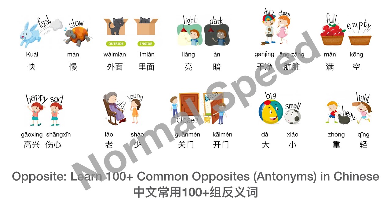 Opposite: Learn 100+ Common Opposites (Antonyms) in Chinese中文常用100+组反义词