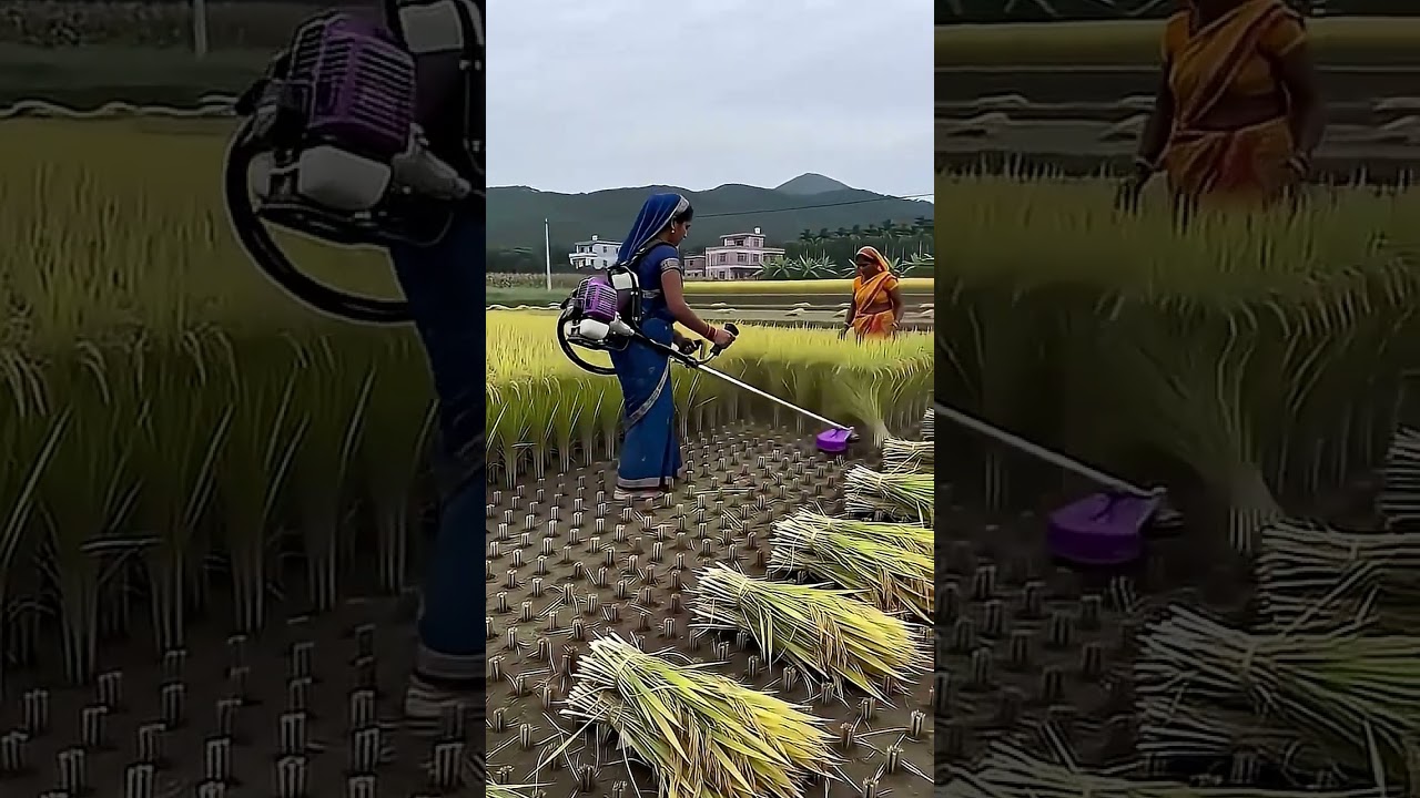 🌾🔥 Amazing Backpack Paddy Cutter! Fast & Easy Rice Harvesting Machine 🚜 #Farming​ #Viral​ #shorts