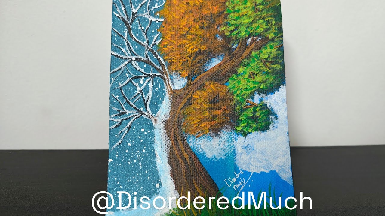 I Recreated A 2 m/o Painting | Tree Through Seasons | See till End for Result | Time Lapse