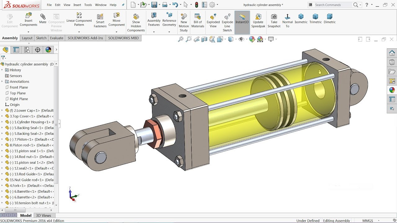 Solidworks tutorial | Design of Hydraulic Cylinder in Solidworks