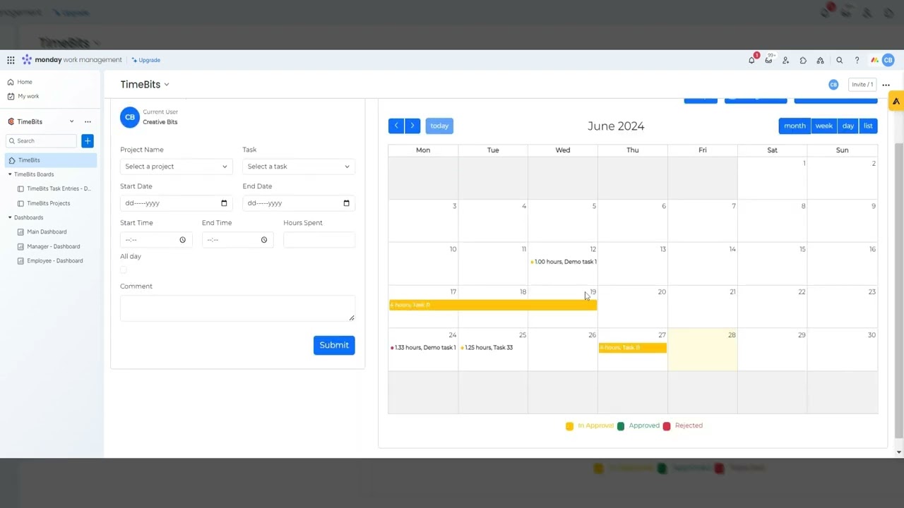 Using TimeBits Time Tracker for monday.com