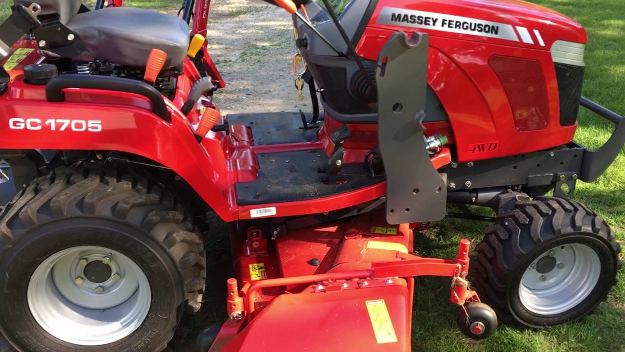 massey ferguson gc 1705, walk through and mowing