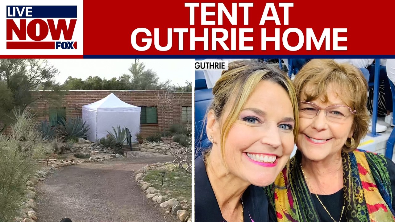 White tent set up in front of Nancy Guthrie home